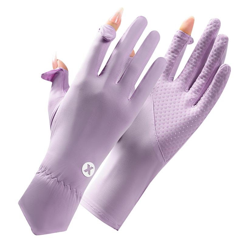 Women's UV Protection Fingerless Gloves, Mid-length Ice Silk for Driving, Cycling & Sports, Non-slip