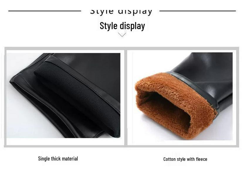 Men's Fleece-Lined Leather Motorcycle Pants - Thick, Windproof, Waterproof, Warm, Plus Size