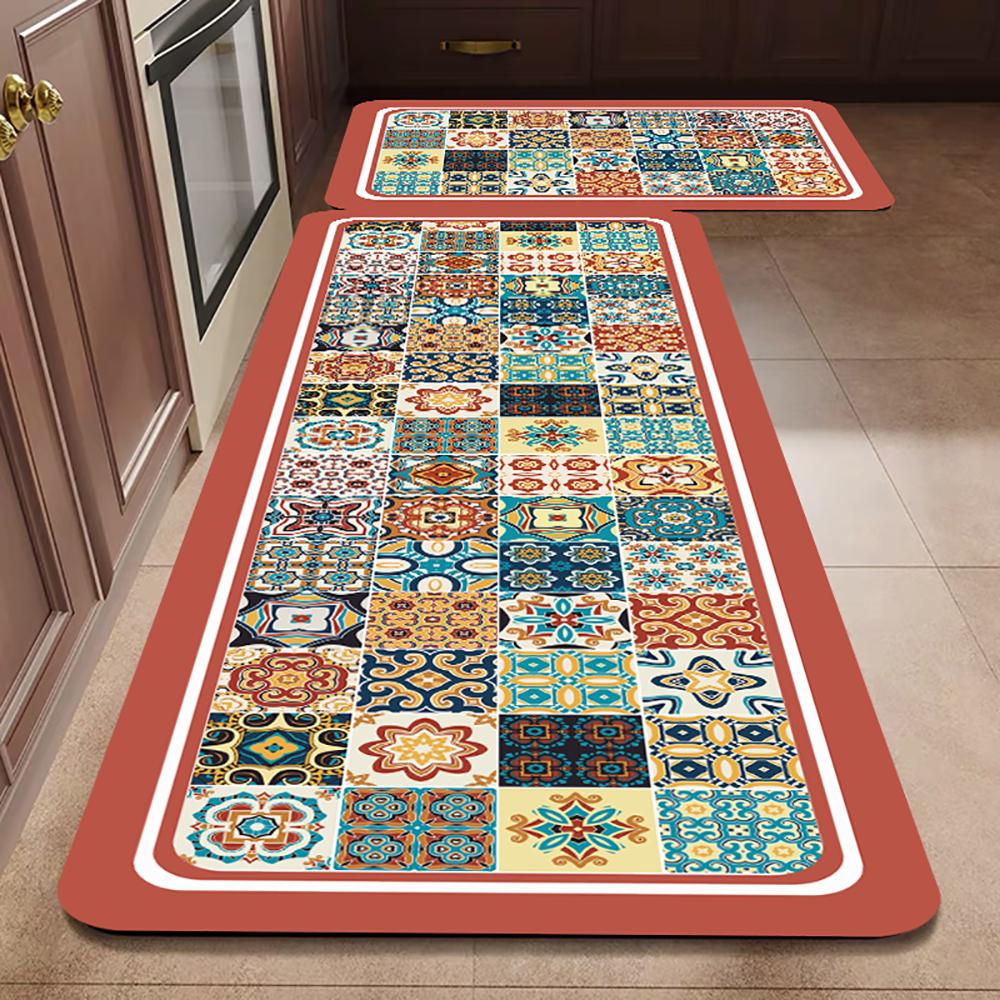 1/2PCS Kitchen Oil-Resistant Floor Mat, Bathroom Absorbent Quick-Drying Carpet, Anti-Slip Doormat For Home Decoration