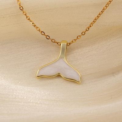 Stainless Steel Chain Imitation Shell Mermaid Tail Lucky Pendant Necklace Valentine'S Day Gift For Girlfriend Jewelry Gifts