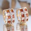 Cute Female White Red Zircon Stone Hoop Earrings Fashion Gold Color Wedding Jewelry For Women