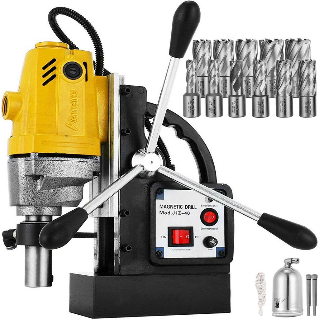 SucceBuy Magnetic Drill Press 980W 1100W 1200W Electric Bench Drilling Rig Machine Engineering Steel Structure MD40 MB23 BRM35
