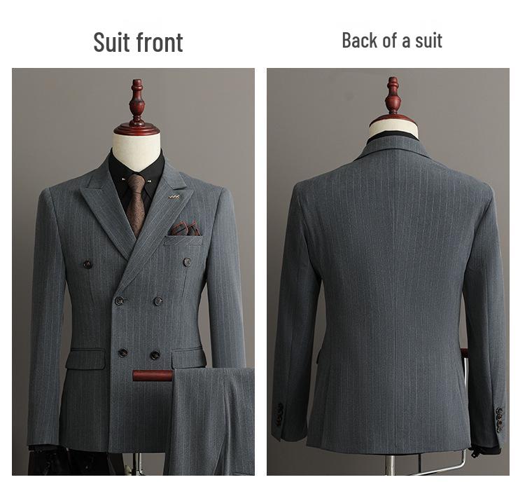 Herren Plus Size Slim Fit Gestreiftes Business Smoking Anzug Set SJT9962-P285