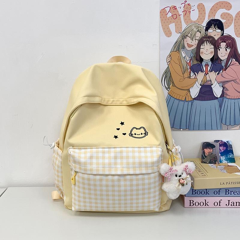 Schoolbag Cute College School Bag Japanese ins Plaid Girl Small Fresh Junior High School Backpack