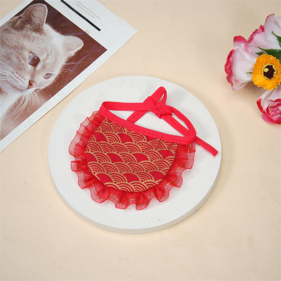 Pet festive bib puppet decoration scarf lace collar cat saliva towel small pet decoration