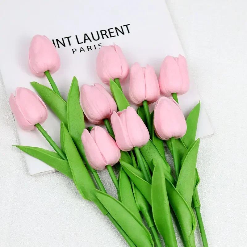 1PC Tulip Artificial Flowers Real Touch Bouquet Fake Flowers Decoration for Wedding Supplies Home Decor Valentines Flowers