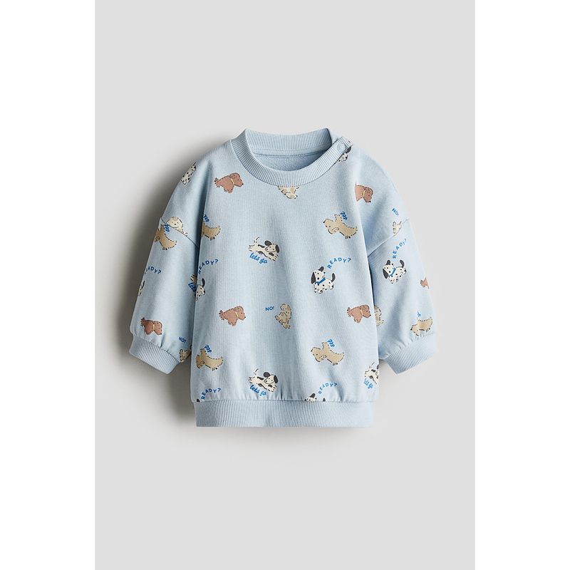 

HM Children s Clothing Baby Boy Baby Girl Sweatshirt 2025 Autumn New Arrival Print Lightweight Rib Long Sleeves Tops 1280865 Light blue/Dog 80/48(9-12m)