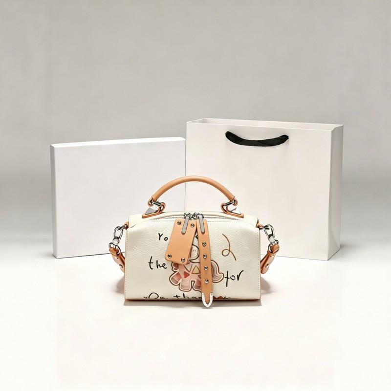 Contrast-color Cartoon Pony Boston Bag With High-end Fashionable All-matching Pillow