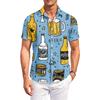 Men's Casual Loose Fit Short Sleeve Button Down Shirt Beer Festival Print Lightweight Breathable Fabric Summer Style