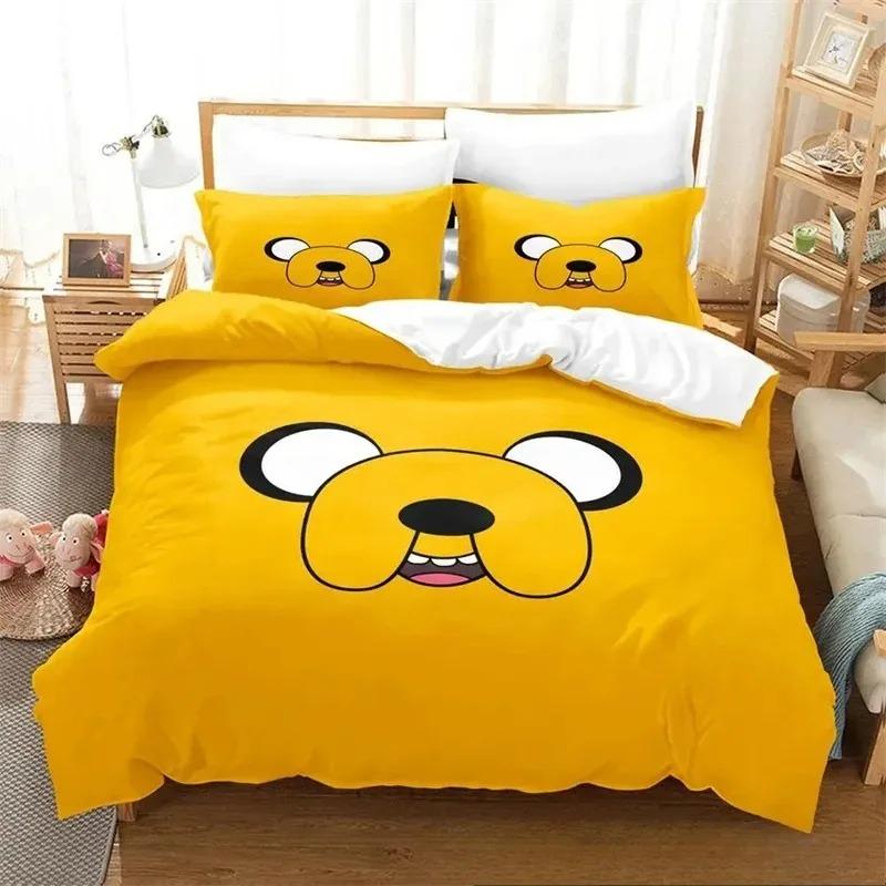 3D Print Adventure Time Finn Jake The Dog Face Bedding Set Boys Girls Twin Queen King Size Duvet Cover Pillowcase Bed boys Adult