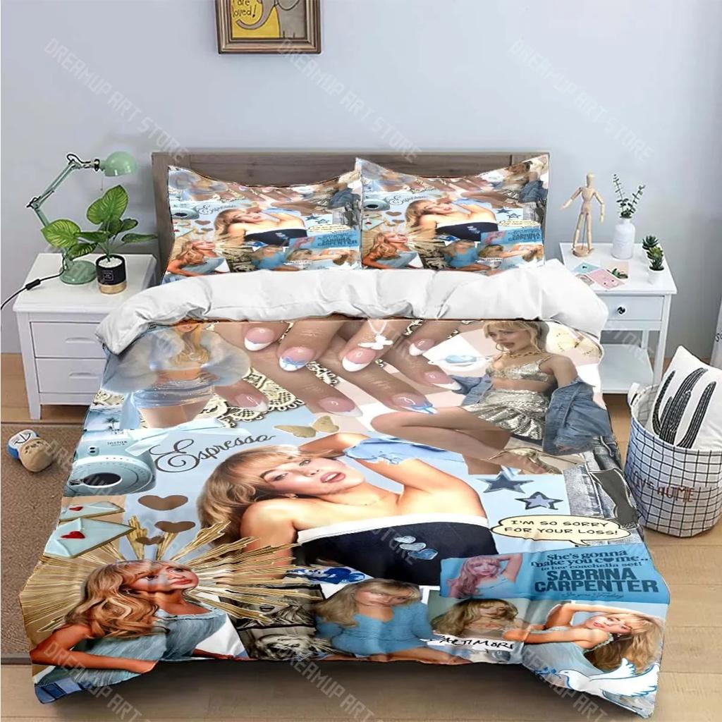 3D-Druck S-Sabrina Carpenter Sängerin Bettwäschesets Exquisites Bettzubehörset Bettbezug Bettdecke Set Bettwäscheset Luxus