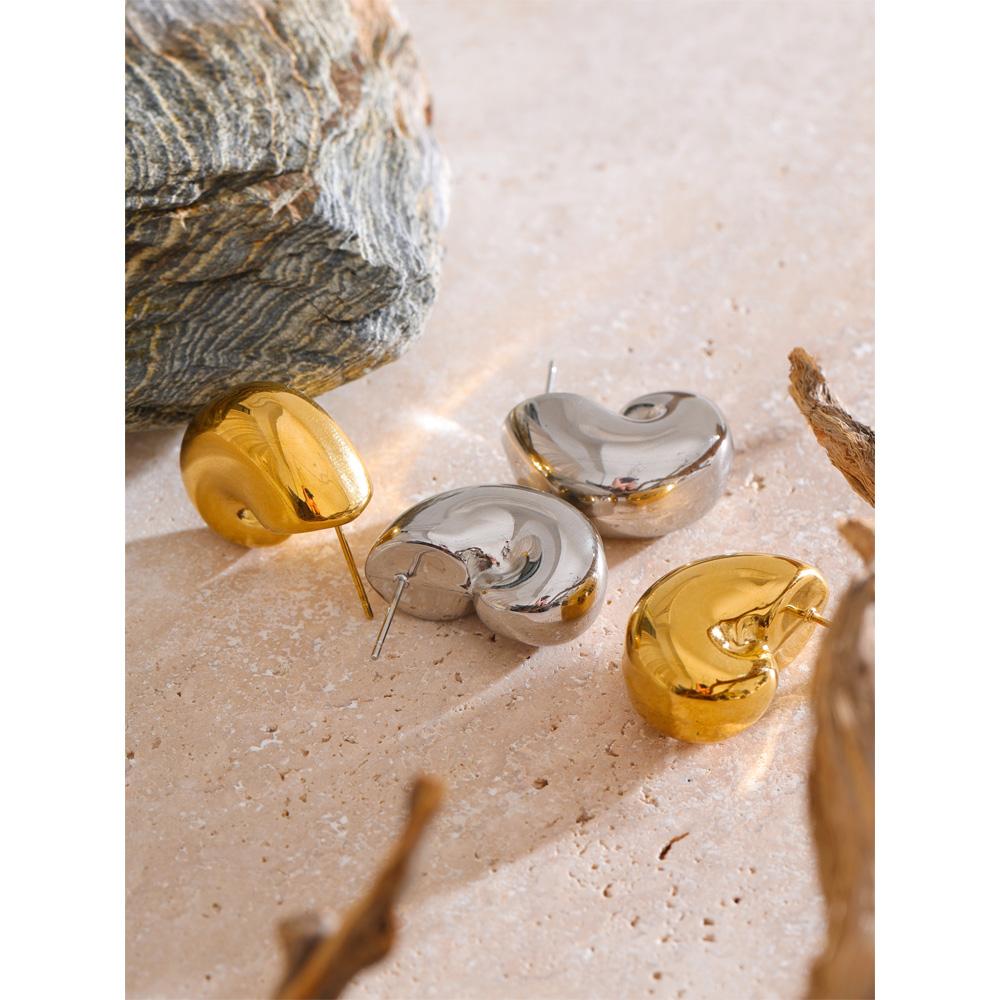 Eetit New Daily Stainless Steel Hollow Chunky Unusual Earrings for Women Texture Trendy Versatile Jewelry Recommend 2025