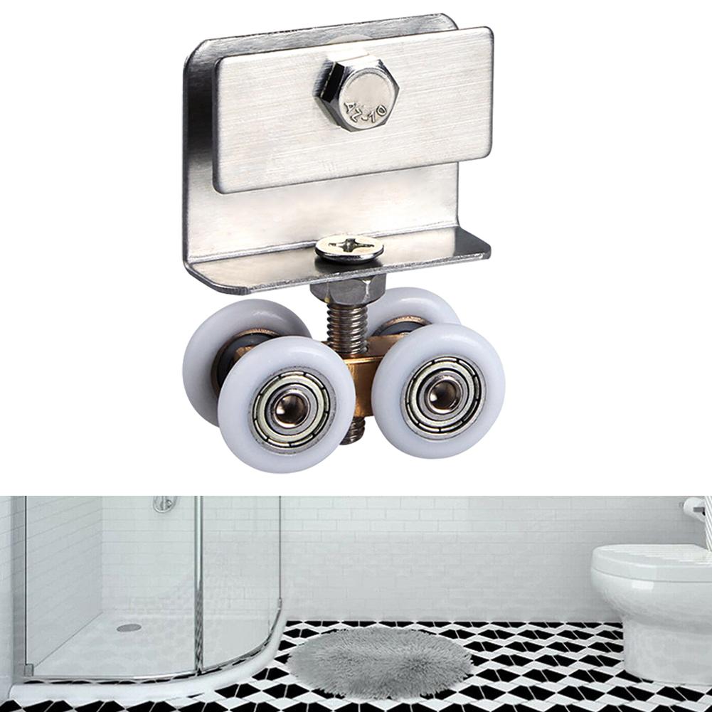 Copper Hanging Pulley Roller with Fourwheels for Shower Room Slide Door and For Bathroom Cabinet Door Using Nylon Material