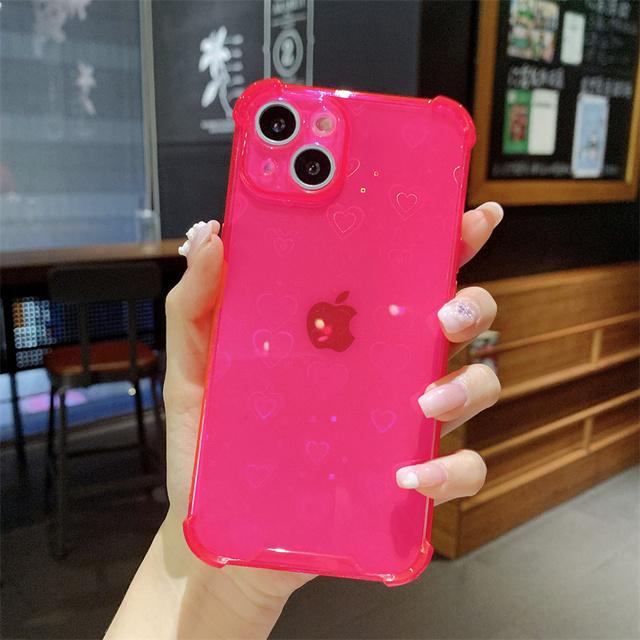 Luxury Reflective Holographic Love Heart Case For Iphone 13 12 11 Pro Max Mini Xs X Xr 7 8 Plus Se 2020 Soft Clear Buffer Cover