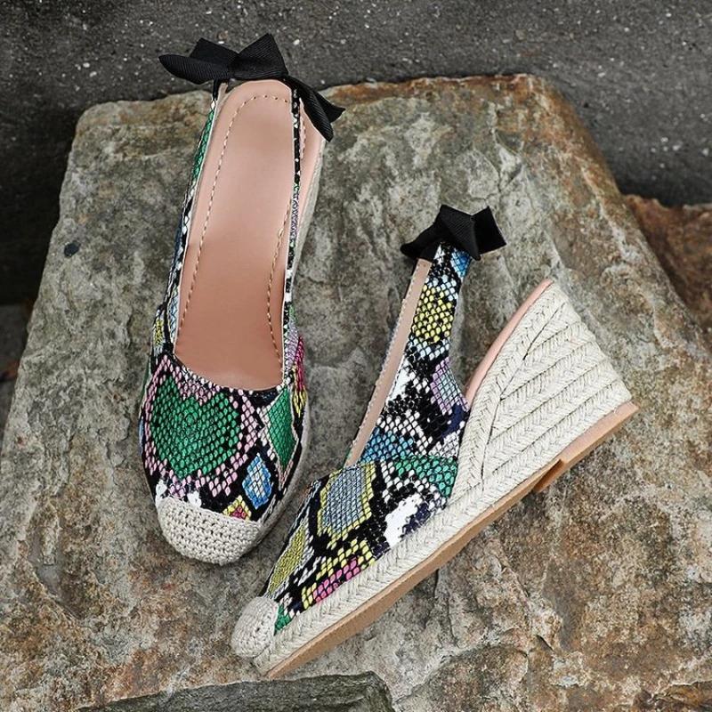 New Women's Wedges Sandals Closed Toe Butterfly-Knot Women Shoes Fashion Designer Platform Shoes Large Size Slippers Beach Shoes