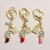 Rhinestone Perfume Bottle Lipstick Pearl Keychain Charm
