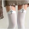 Medias de Cruz Gótica para Mujer Cinturón Sexy Medias Negras Calcetines Medias Blancas Hasta el Muslo Calcetines Pantimedias de Cosplay Lolita