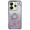 KADEM For Xiaomi Redmi Note 14 4G (163.25x76.55x8.16mm) Case Ring Kickstand TPU Flowers Phone Cover Gradient Glitter