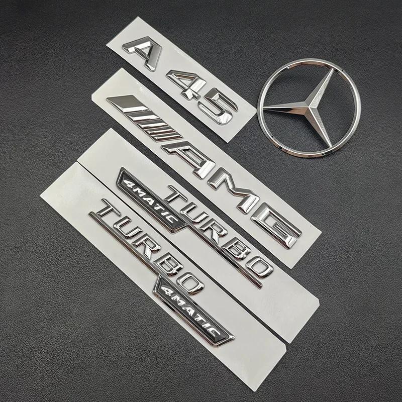 

AMG W220 For Benz Hot 3D ABS Chrome A45 Logo Body Kit Turbo 4MATIC Badge AMG Emblem Car Rear Star Sticker For Mercedes Benz A45