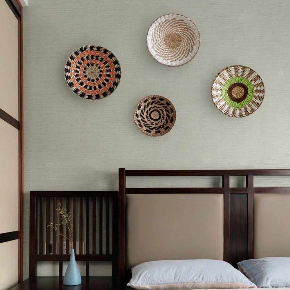 

Фоновый декор на стене у кровати, плетеные вручную настенные украшения, соломенные круглые украшения для дивана, настенные подвески S-7