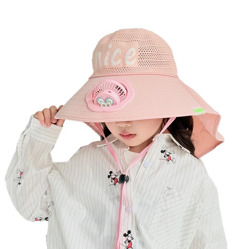 Children's Hat with Fan Shawl Hat Summer Boy Girl Baby Cartoon Sun Protection Hat Outdoor Sun Hat