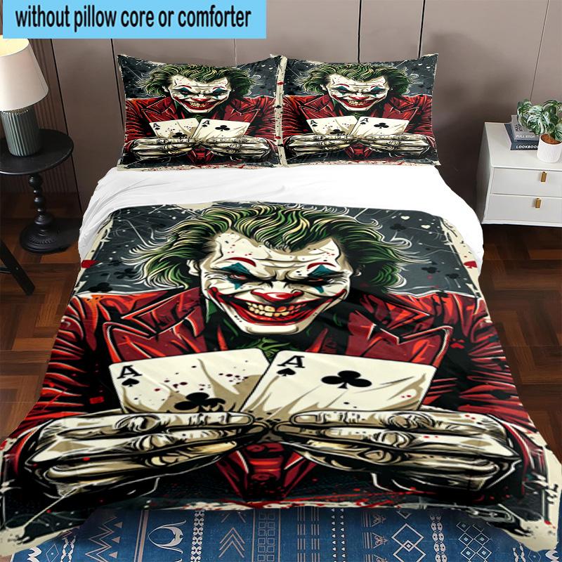 3PCS Cool clown Pattern 3pcs Bedding,Including 3PCS Duvet Cover And 2pcs Pillowcases Perfect for Christmas,Ideal for Bedroom, Dormitory