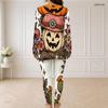 Women Plus Size Two Piece Set Half Zip Long Sleeve Top And Fitted Long Pants Sloth Floral Print