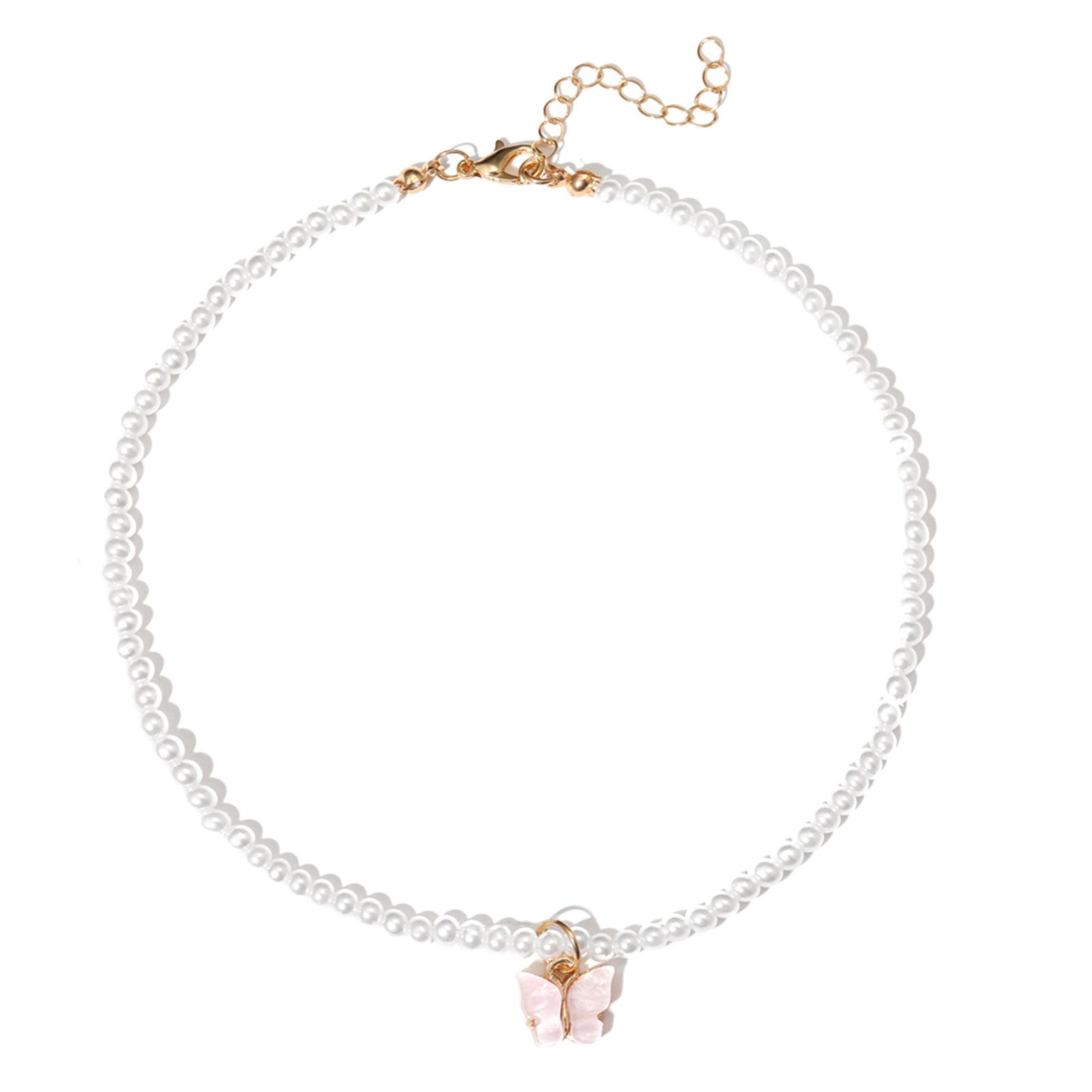 

Korean Sweet Imitation Pearls Beaded Butterfly Pendant Necklace for Women Girls Fashion Pearls Choker Party Jewelry Gift 1