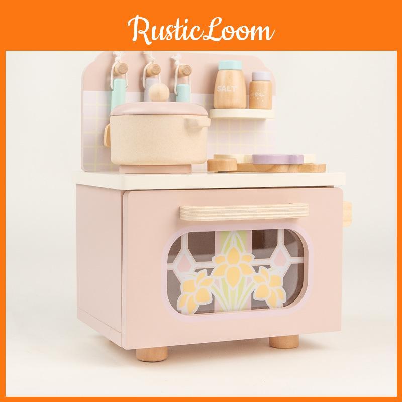 Hölzernes Spielküchen-Set für Kinder mit Besteck und Herd für fantasievolles Kochen