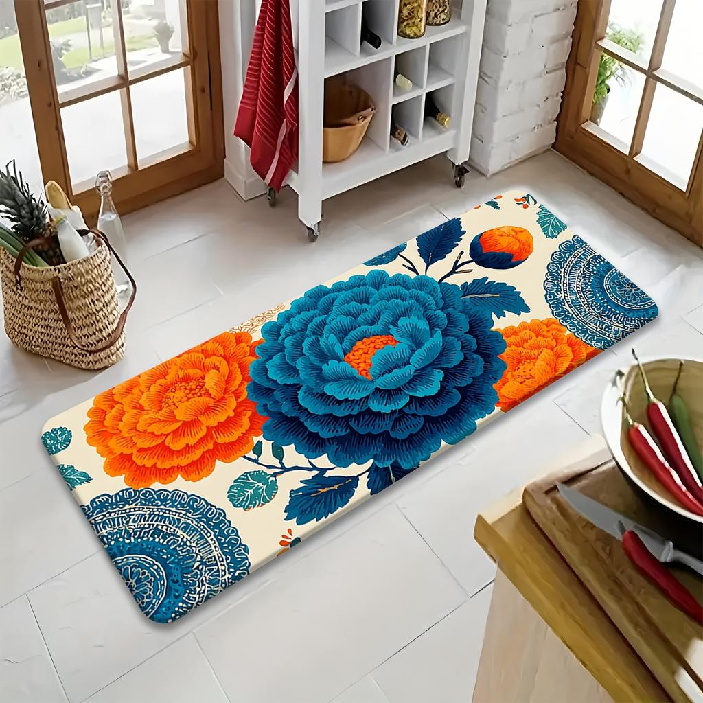 Kitchen Heart Chef Utensil Quote Print Floor Runner Non-Slip Decorative Kitchen Rug for Cooking Area Home Decoration