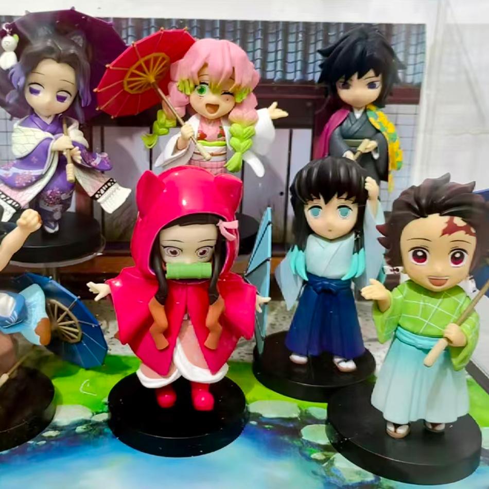 In Stock 12cm Kawaii Demon Slayer Plum Rain Series with Box Handmade Model No Yaiba Kamado Nezuko Action Figure Ornament Gift