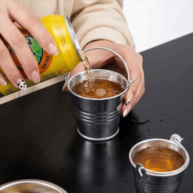 Mini Portable Bucket Cup Creative With Handle Reusable Tiny Pail Cup Food Grade for Home Kitchen Outdoor Picnic