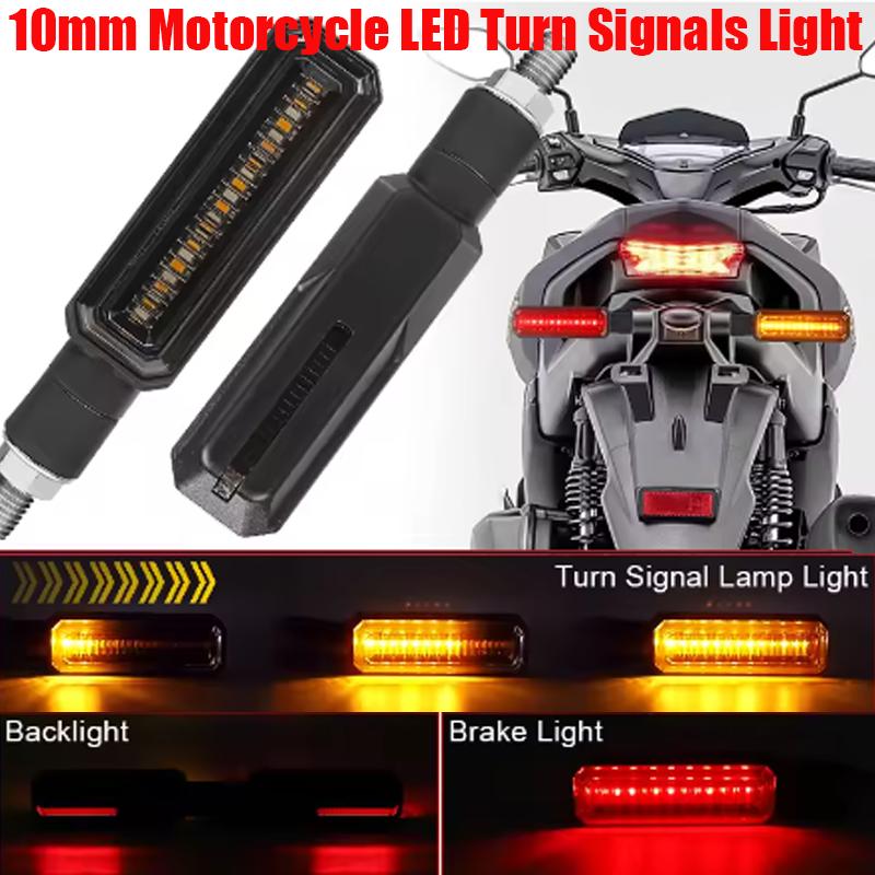 10mm Motorcycle LED Turn Signals Light Blinker Flowing Water Indicators Lamp Flasher Front Rear Lamp For Kawasaki Yamaha Honda