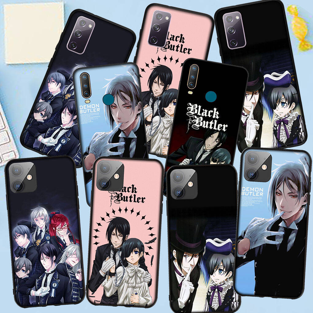 Phone Case for Samsung Galaxy S25 S23 S22 S21 S10 S24 Ultra FE A05 A06 A15 A16 A36 A37 A35 A54 A55 A56 A57 A25 A26 A53 A17 Cartoon Black Butler Cover