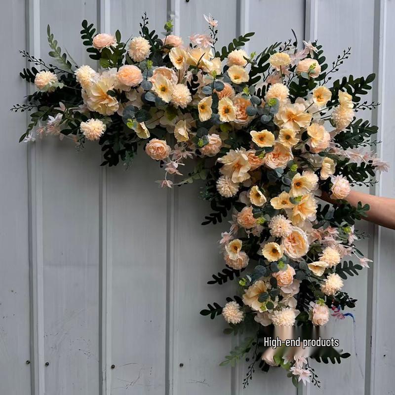 Triangular Silk Flower Wedding Arch Arrangement for Reception Background