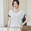 2026 Stylish Ice Silk T-Shirt for Middle-aged & Elderly Women - Elegant Round Neck, Short Sleeve Mother's Top