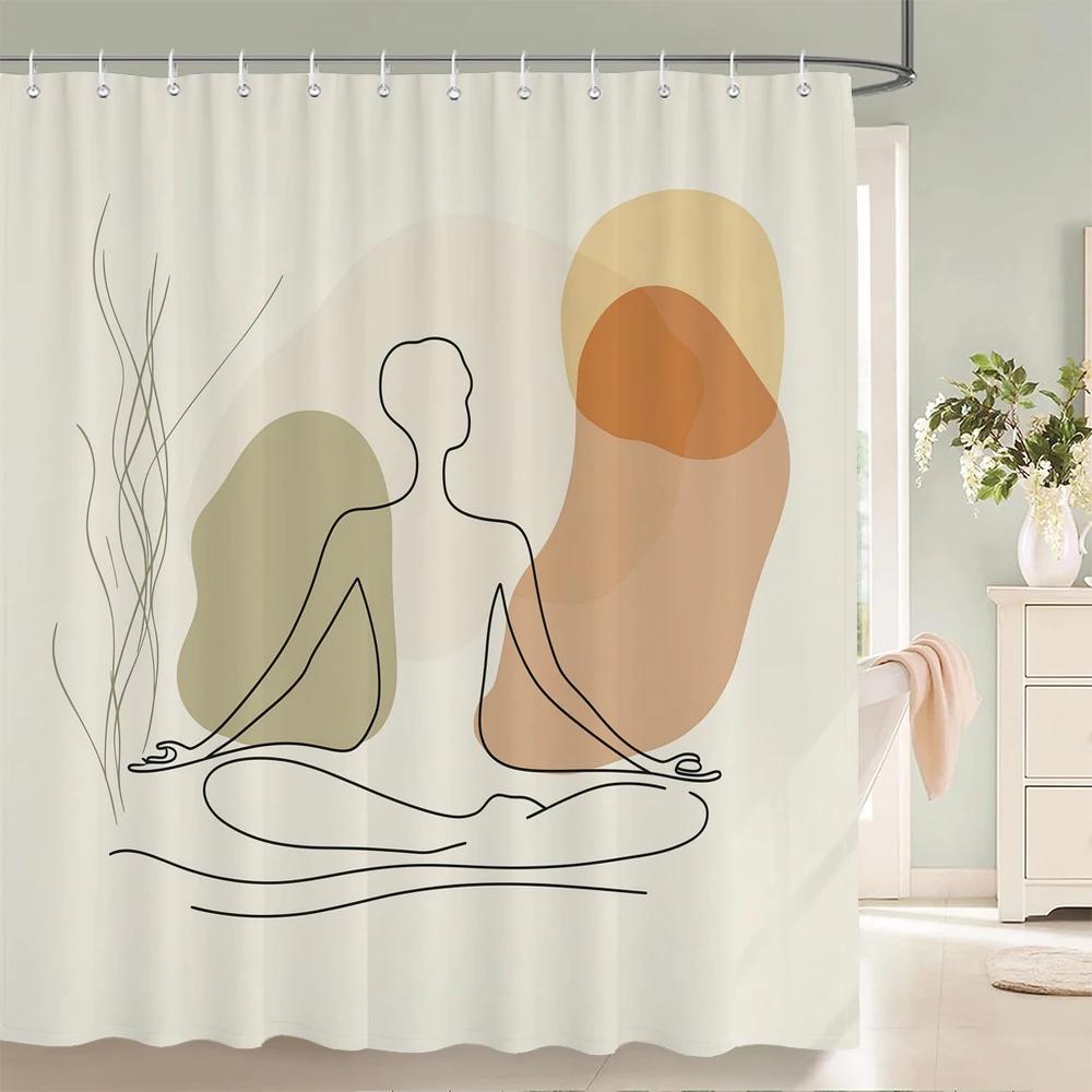 Abstract Bohemian style, Artistic Leaf Woman Shower Curtain Floral Printed Bathroom Bath Curtain Home Decor Curtain With Hooks