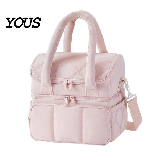 Fashionable Commuter Lunch Pouch Quilted Double Layer Insulated Bag, Lightweight Leakproof Thermal Box, Bag for Soup Storage Portable Large