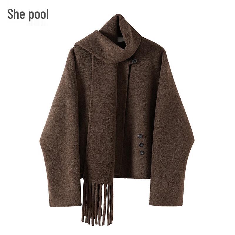 

Женское однотонное короткое зимнее пальто из шерстяной смеси, двустороннее L