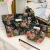 INS Style Vintage Flowers Cosmetic Bag Portable Hand Cosmetic Bag Travel Out Toiletries Storage Bag Makeup Tools Storage Pouch