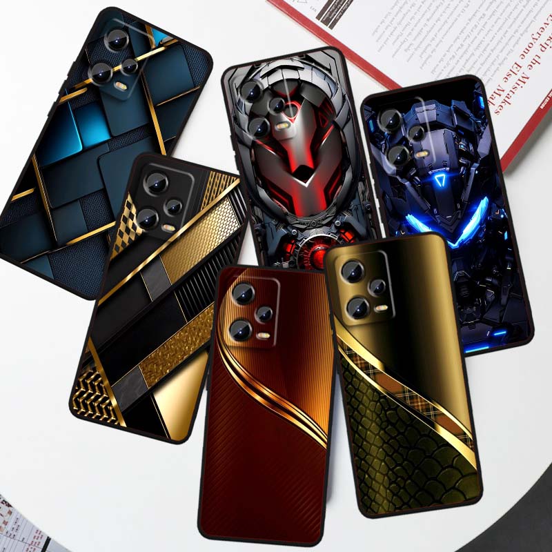 Mechanical style pattern For Xiaomi Redmi Note 15 14 13 12 12S 11E 11 11S Pro Plus 4G 5G Black Soft TPU Phone Case