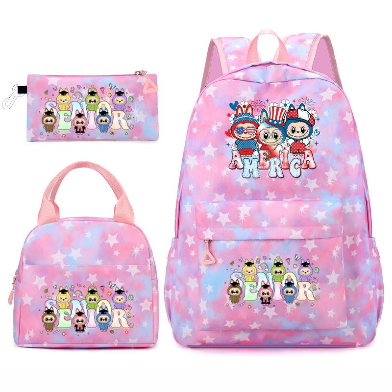School Bag New Primary School Students Junior High School Students Fashion Three-piece Backpack