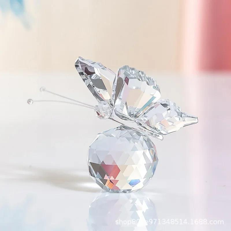 Figurina Farfalla di Cristallo Ornamenti Animali Artigianato Pesa carte in Vetro Decorazione Casa Matrimonio Souvenir in Miniatura Regali
