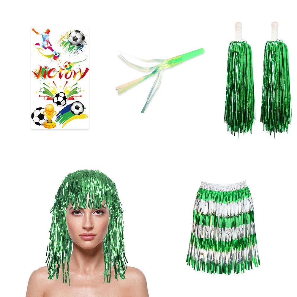 Fringe Skirt Soccer Fan Costume Supplies Set Cheerleading Gear Set  Game Day Match Party