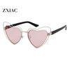ZXIAC Fashion Love Shaped Frame Sunglasses Women Men Trend Double Peach Heart Metal  Sun Glasses Female Party Shades UV400 Music