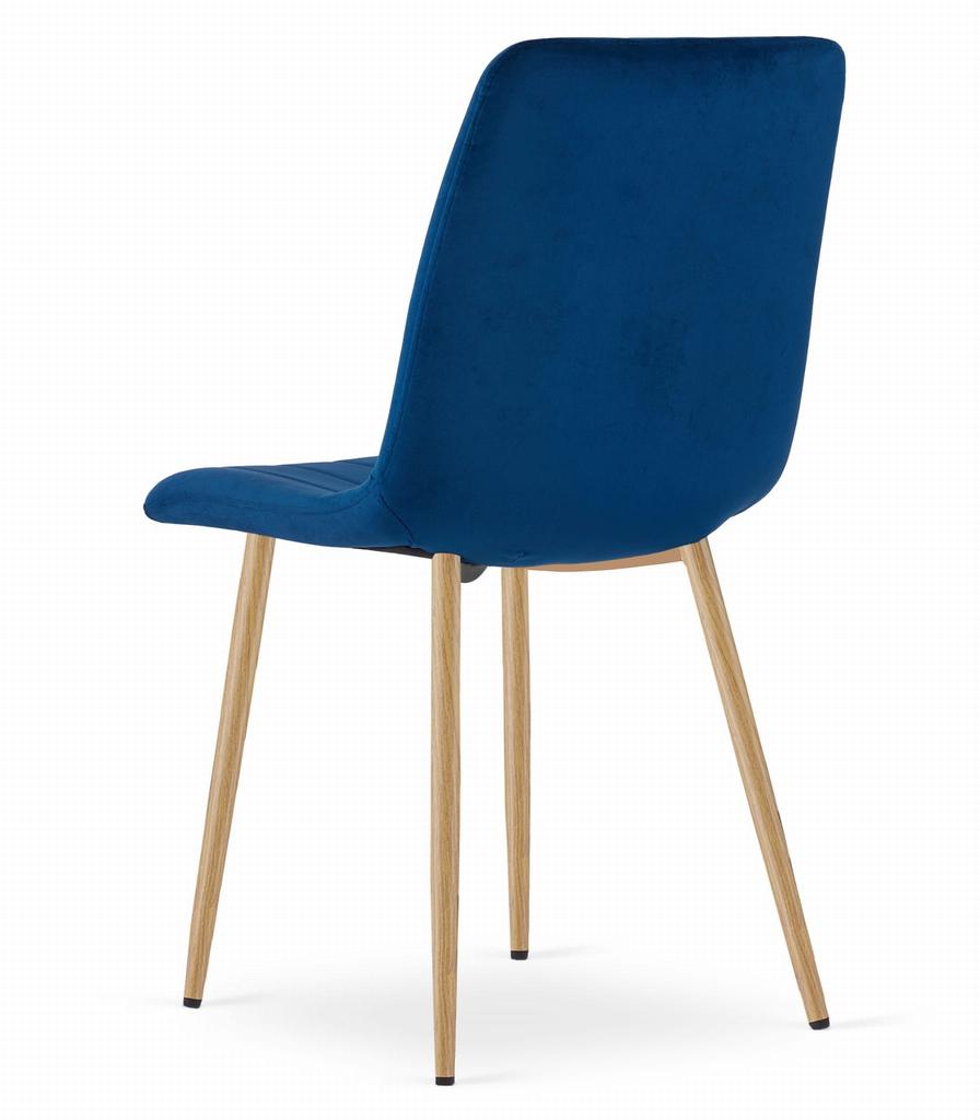 LAVA chair - navy blue velvet / wood-colored legs x 2