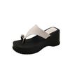 Summer set of toe square head metal wedge heels slippers women's 2025 new small muffin wear cool slippers with skirt