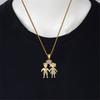 Hip Hop Iced Out Cartoon Boys and Girls Pendant Gold Color Stainless Steel Lovers Couple Necklaces For Women Men Jewelry Gift