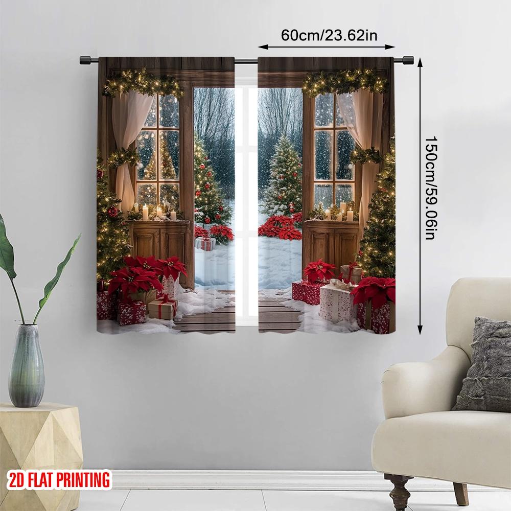 2pcs 2D Flat Printing Merry Christmas Popular Drapes Christmas13 Machine Washable Fabric Without Electricity Party Decorations