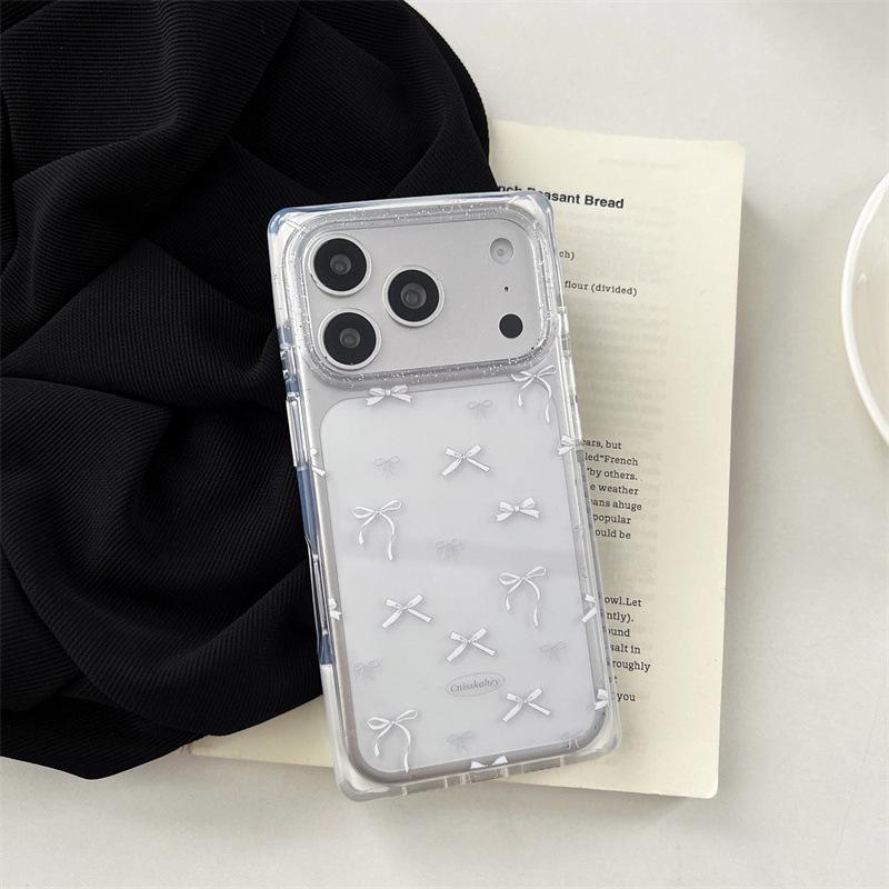 Minimalist Solid Color Bowknot Phone Case for iPhone 17/16 Pro Max/15/14 - High-End Feel